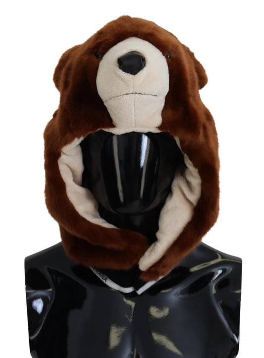Dolce & Gabbana Brown Bear Fur Capuche de tête entière