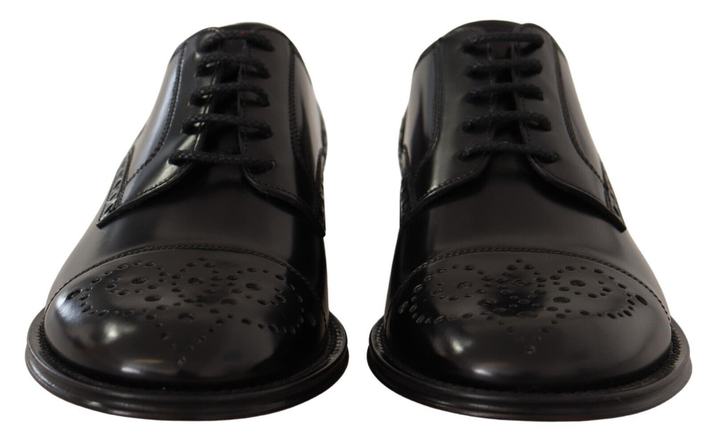 Dolce & Gabbana Schwarz Leder Wingtip Herren formelle Derby -Schuhe