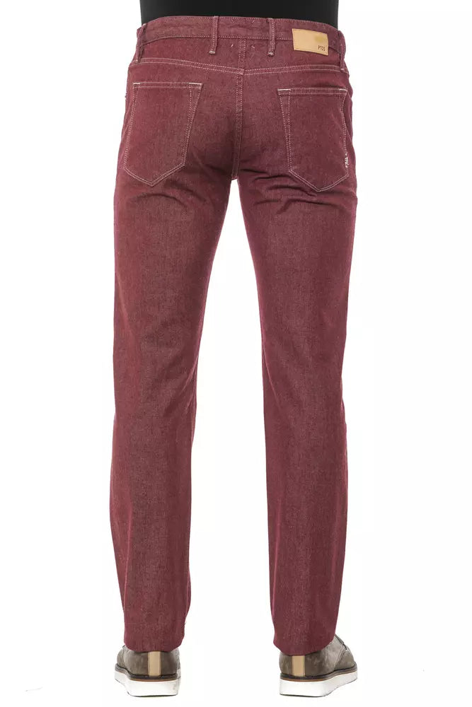 Pt Torino Burgundy Cotton Jeans & Pant