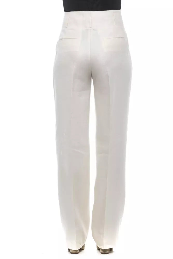 Jeans et pantalons de lin peserico beige / blanc