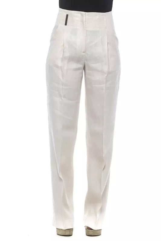 Jeans et pantalons de lin peserico beige / blanc
