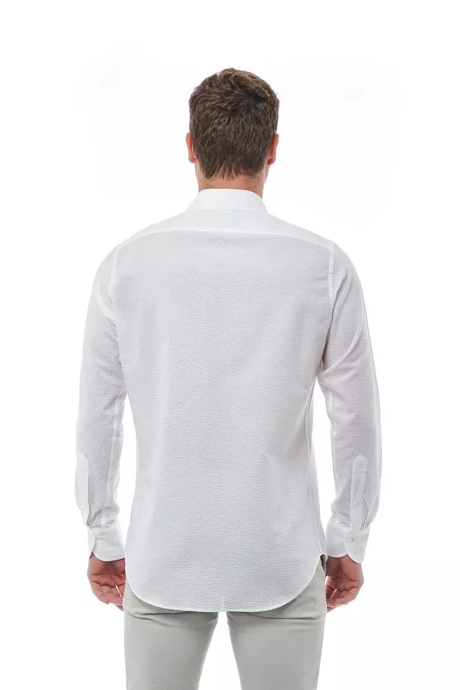 Camicia di cotone bianco Bagutta