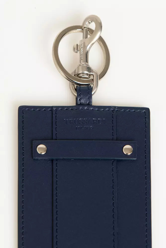 Porte-clés en cuir bleu Trussardi