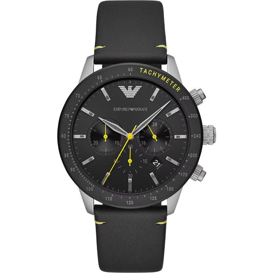 Emporio Armani Black Leder Chronograph Uhr